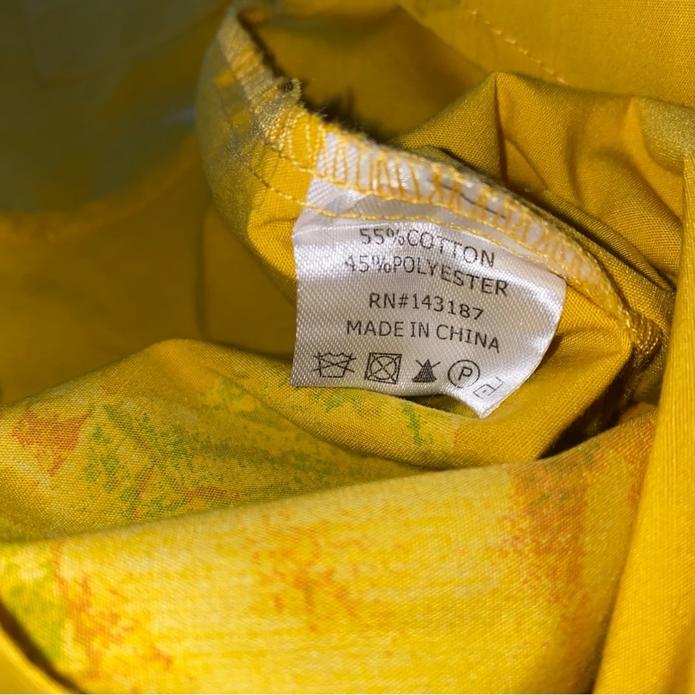 Yellow Button Down Shirt with Graphic Design - Picture 8 of 10